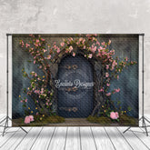 Lofaris Spring Gray Arch Wooden House Photography Backdrop